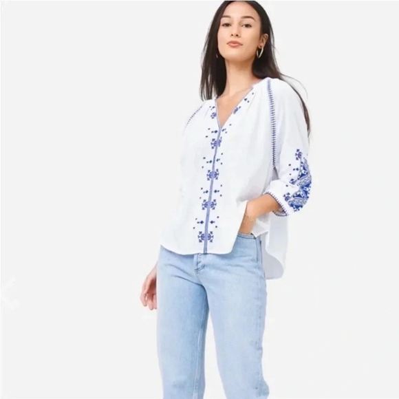ba&sh Eglantine Blouse 100% Cotton Peasant Embroidered Sz S NEW - Picture 1 of 6
